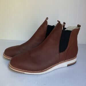 Matt Bernson Brown Leather Chelsea Boots Shearling Lined Women 9.5 Winter Cozy